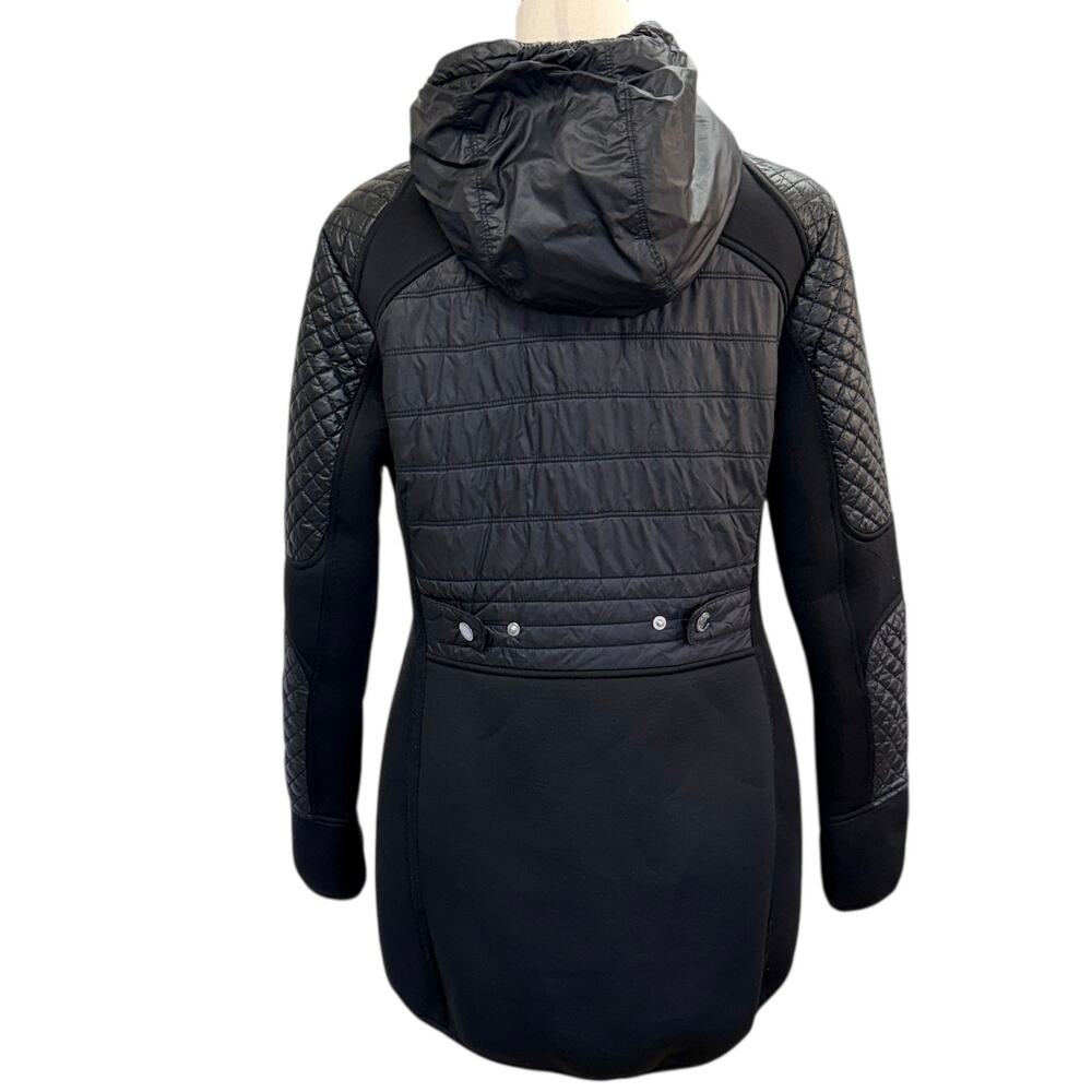 Michael Kors Women's Black moto bubble jacket Quilted Coat M 3/4 length Winter - Picture 2 of 15
